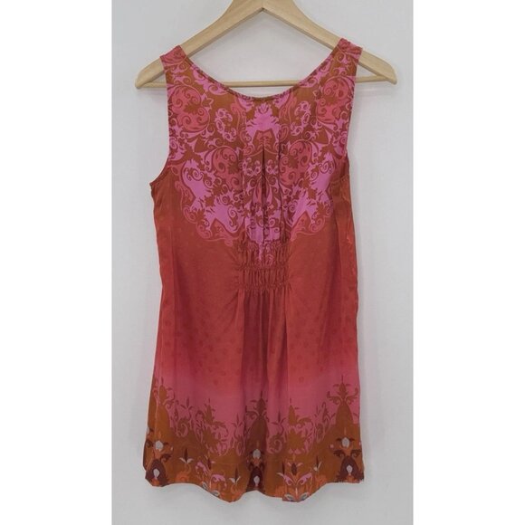 CAbi True Love Tank Top #672 Sleeveless Floral 100% Silk Pleated Sz M Preppy - Picture 3 of 13